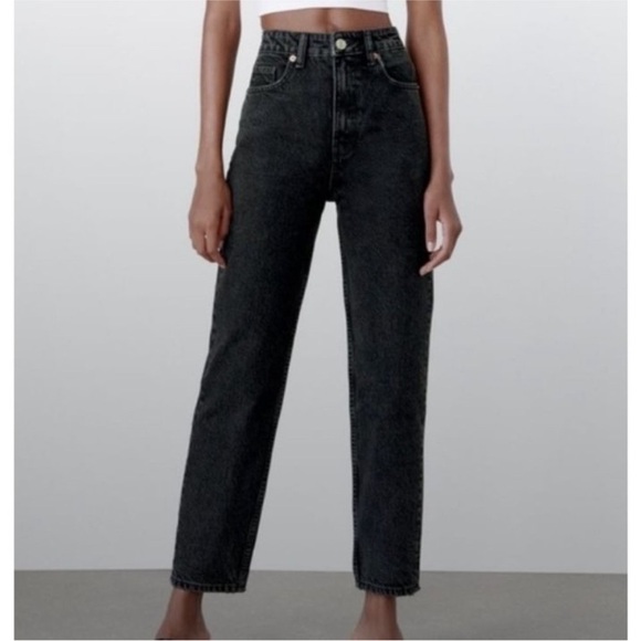 Zara Pants - Zara Women’s Black Acid Wash Straight Leg Jeans
